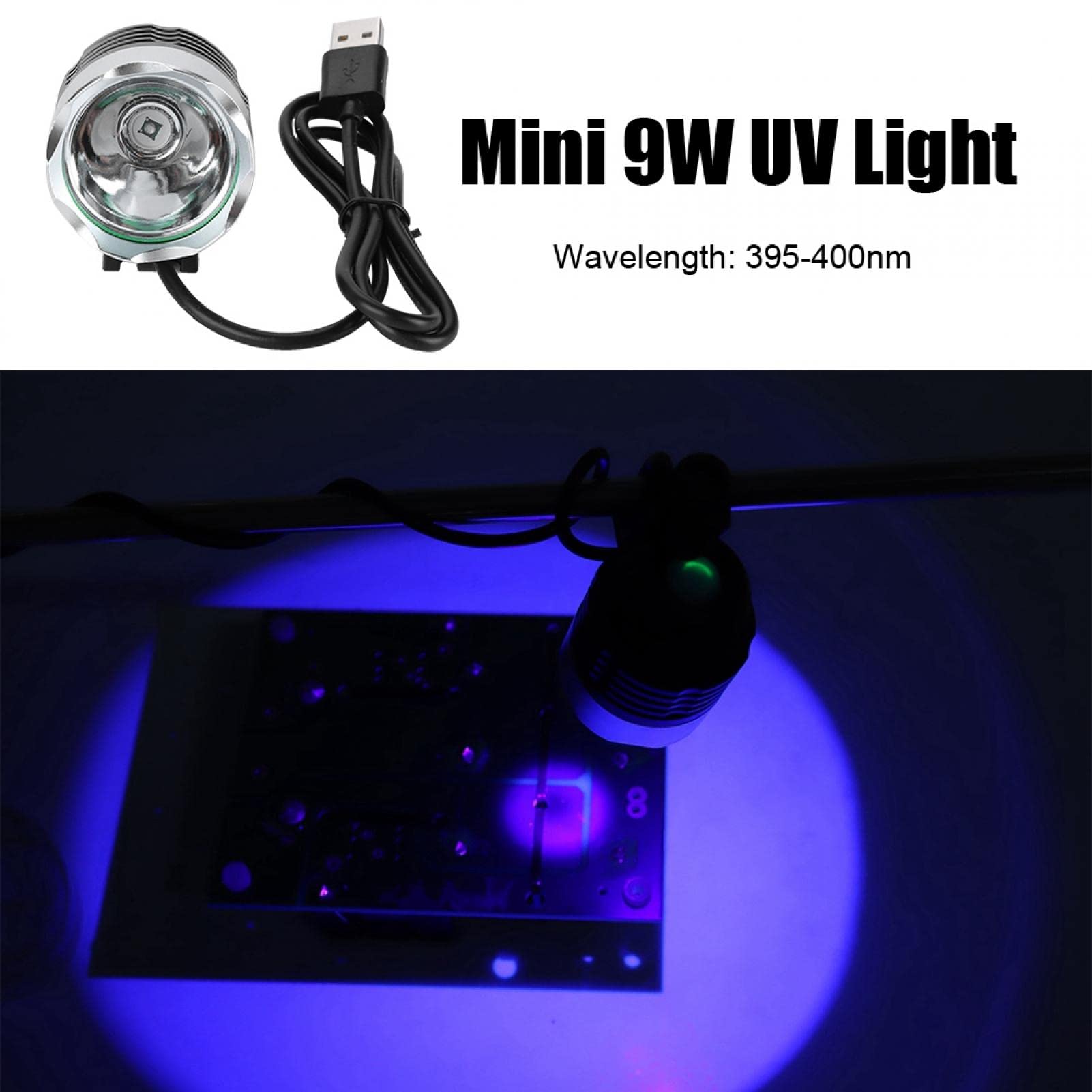 Elprico 9W USB lumière ultraviolette, Mini lampe UV lumière de polymérisation UV UV colle durcissement lampe LED pour réparation de puce de téléphone portable IC