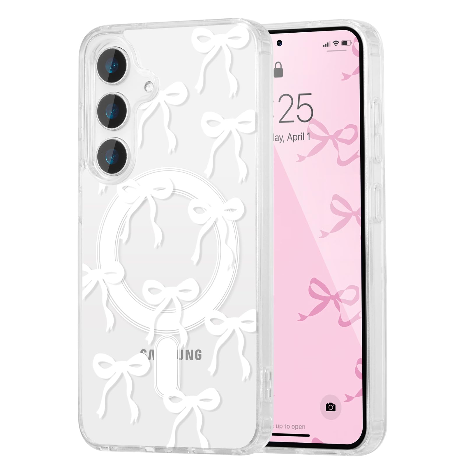UEEBAI Magnetisch Hlle fr Samsung Galaxy A56 5G, Niedliche Silikon  Tansparent Handyhlle mit Schleife Kabelloses Laden, Weiche Bumper Cover  Case Schutzhlle fr Frauen Mdchen Hlle, Wei : Amazon.de: Elektronik &  Foto