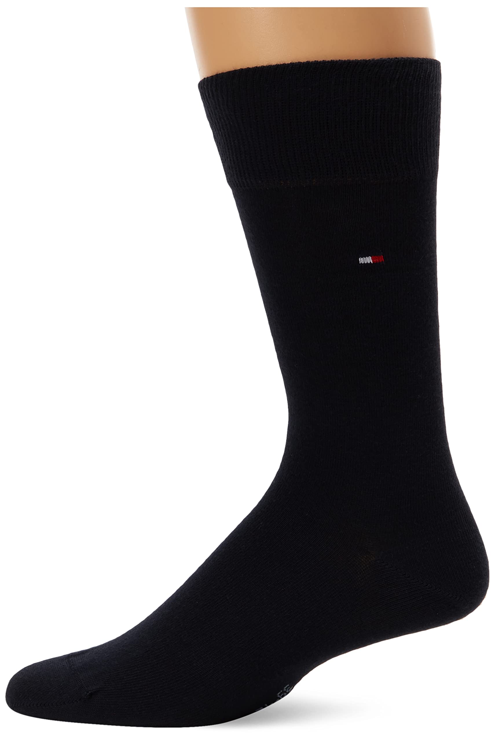 Tommy Hilfiger Men's Black/Black 2-Pack Classic Embroidered Logo Socks, - Size Eur 47-49