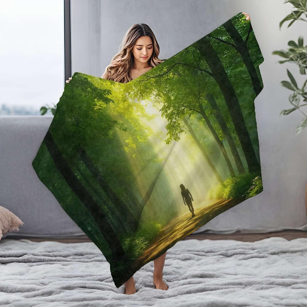 Couverture Bluey en flanelle 150x200 cm plaid forêt imprimé pour lit et canapé