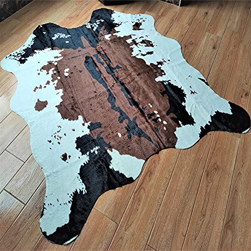 JACCAWS Cowhide Rug,4.6 x 5.2 Feet Faux Cow Print Area