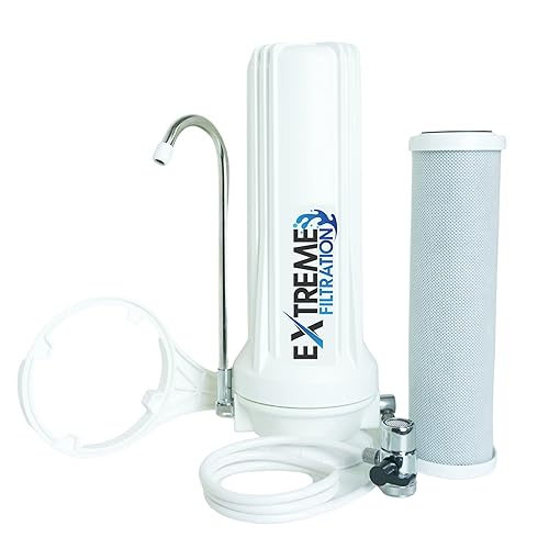 Extreme Filtration Sistema de filtro de encimera  Fácil instalación  Purificador de agua potable de encimera  Blanco
