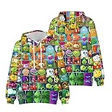 ANCRNOBB Plants vs. Zombies Cartoon Hoodie Pea Shooter vs Zombies Casual Sweatshirt Adult Children Pullover (M, Type-3)