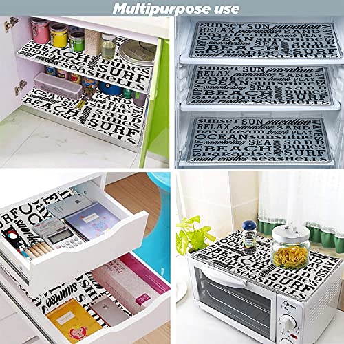 Image of Waterproof PVC Refrigerator Drawer Mats /Multipurpose Mat /Fridge Mats Set of 3 Pcs (Alphabet Black, Size-17.5X11.5 Inch)