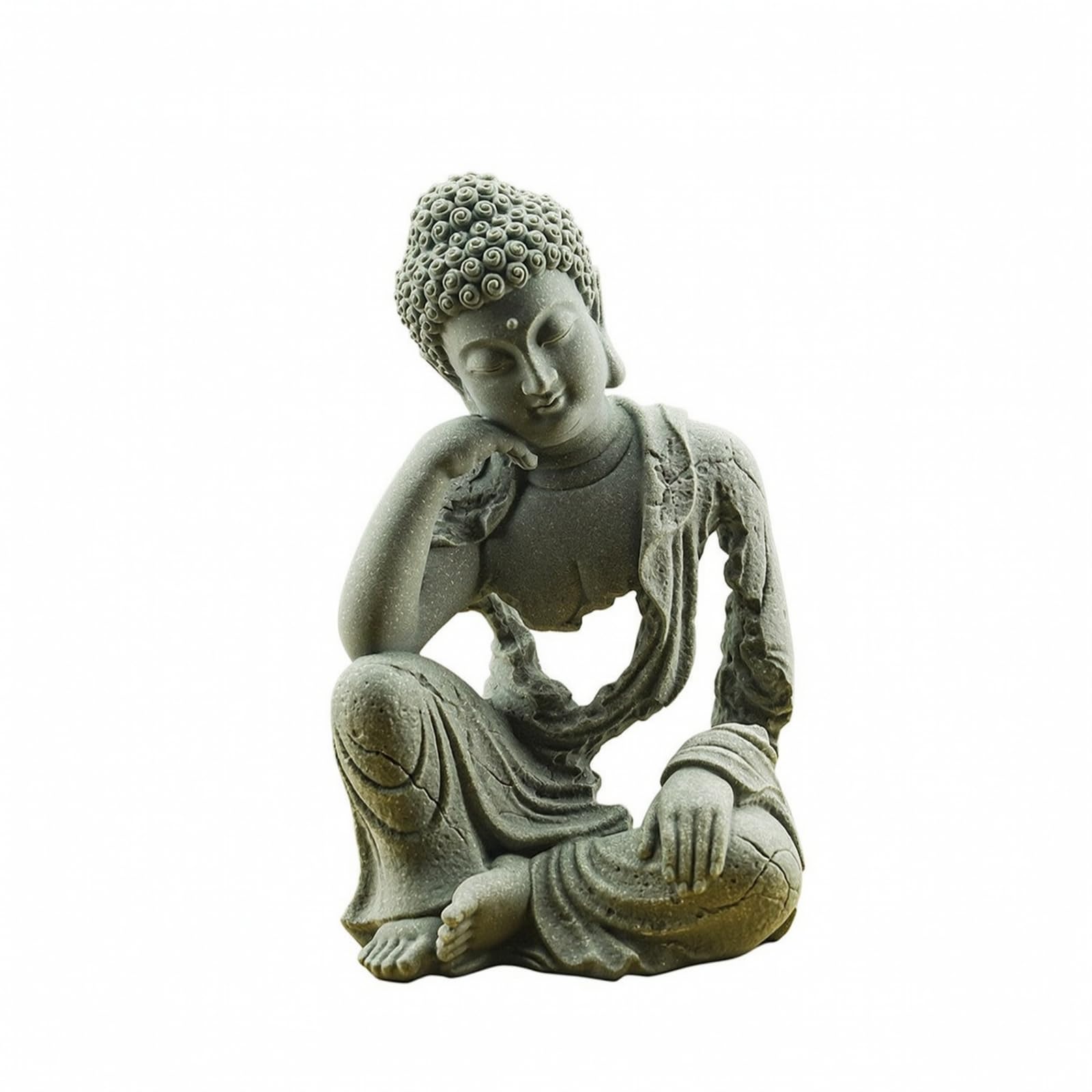 Estatua Buda Estilo Sereno coración Efecto Piedra, Figura Buda Meditando, Serena, Adorno, para Escritorio, Recibidor, 21.5cm