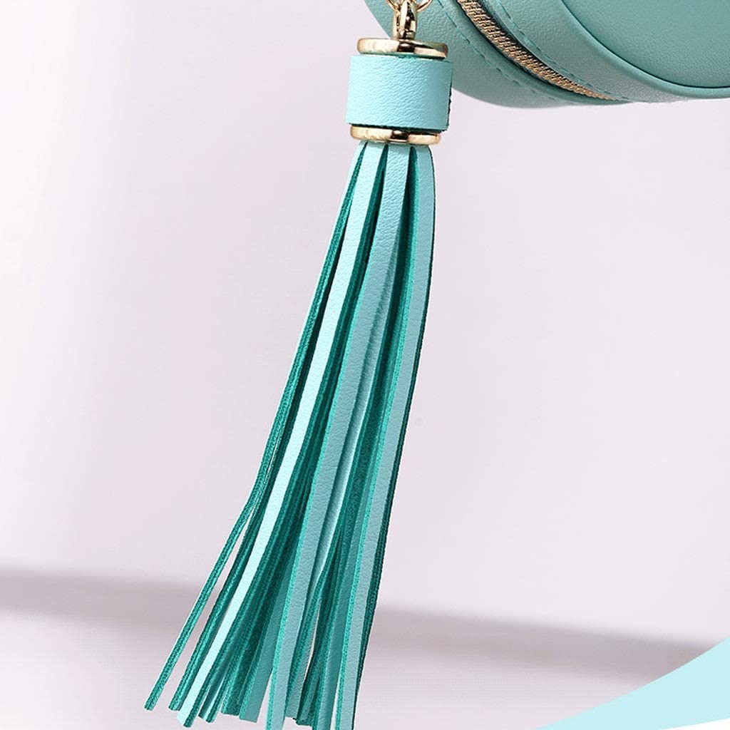 Schmuck-Organizer, Schmuckschatulle, klein, für Reisen, tragbar, Schmuck-Aufbewahrungskoffer mit Quasten-Anhänger, runder Leder-Schmuck-Organizer für Mädchen, Geschenk. Schmucketui zur Aufbewahrung