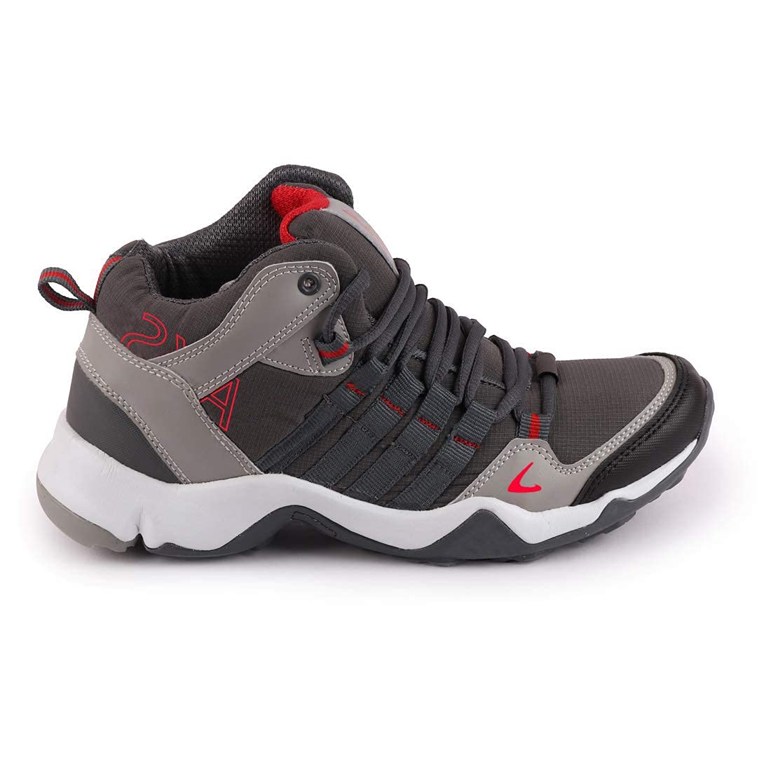 Ethics Mens Premium Mesh Upper Striped Summer Running Sports Shoes (Color:Grey Red) (8 UK/India) (B085NXR9VV) Amazon Price History, Amazon Price Tracker