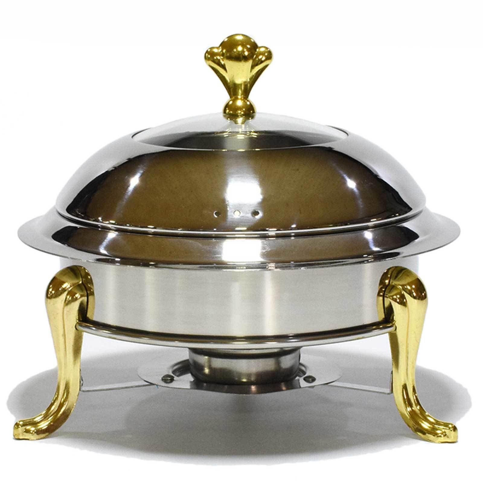 Juego de platos de roce, calentadores de buffet de acero inoxidable para fiestas y reuniones, diseño redondo para servir alimentos de manera eficiente