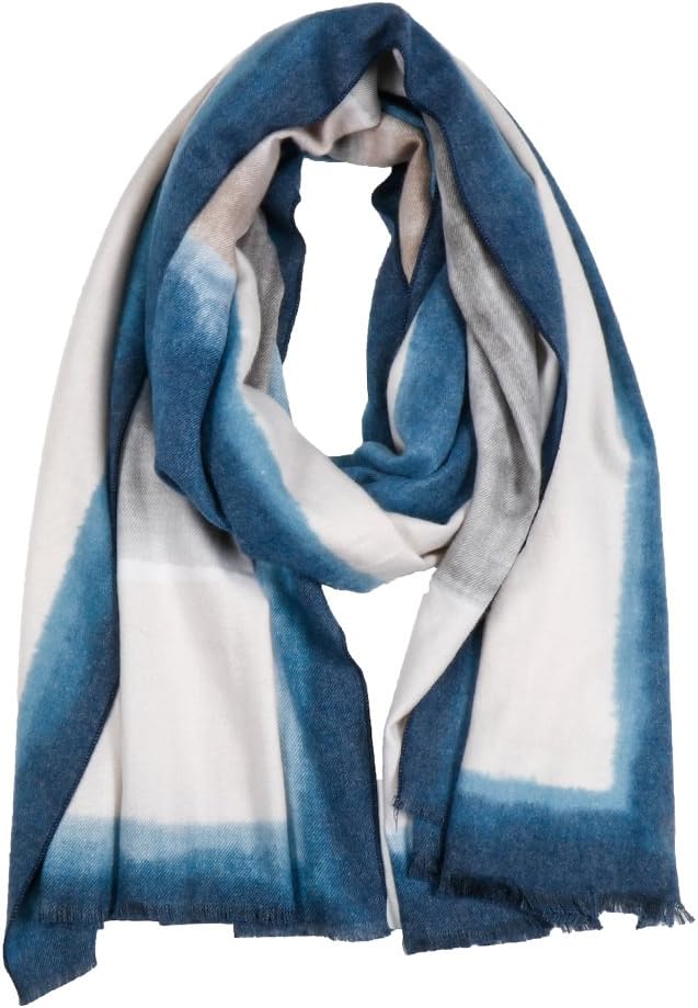 Women Pashmina Scarf Winter Wrap,RiscaWin Soft Oil Painting Scarf Fashion Long Cashmere Feel Shawl Warm Large Scarf(Ci Navy)