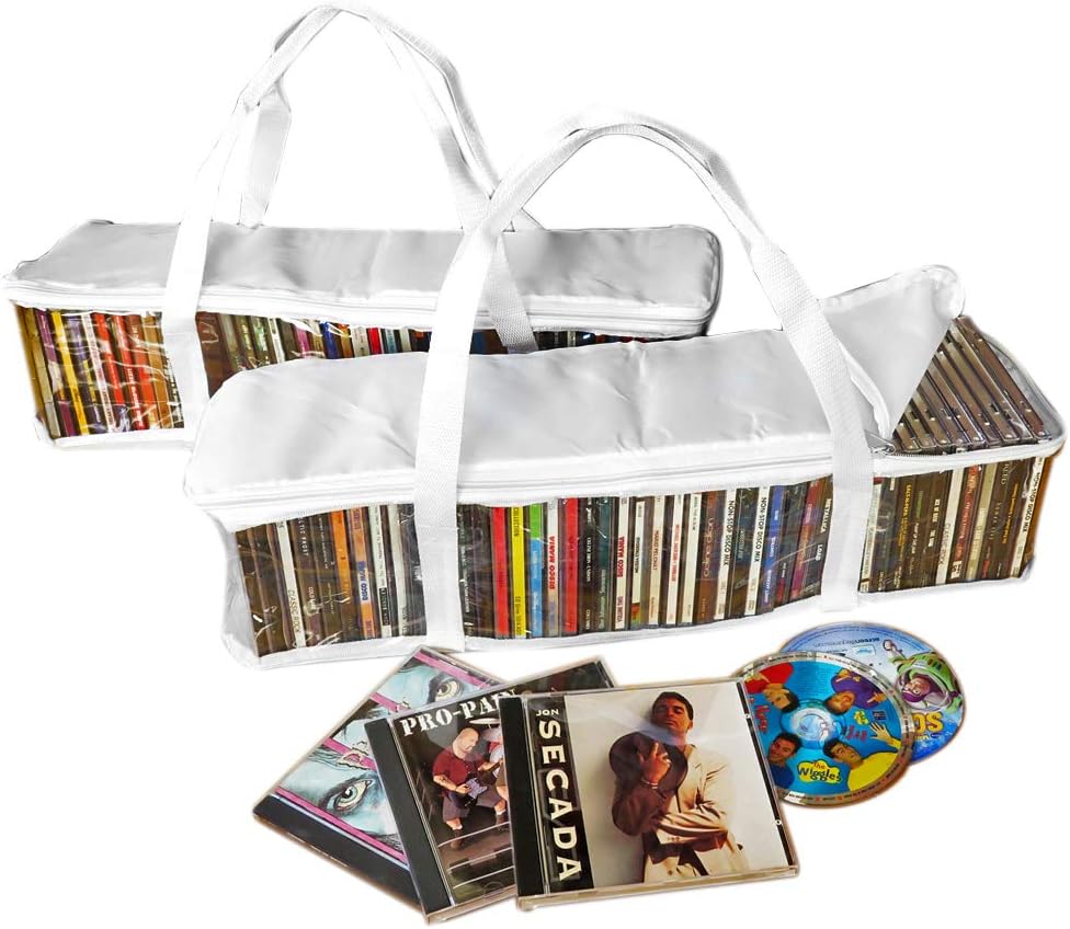 Evelots CD Storage Bag-Clear Plastic W/Handle-No Scratch/Dust-Holds 82 CD-Set/2