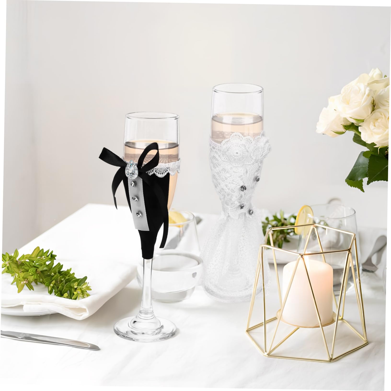 OUNONA Juego de Copas de Boda 1 Set de Vidrio para Brindis Nupcial