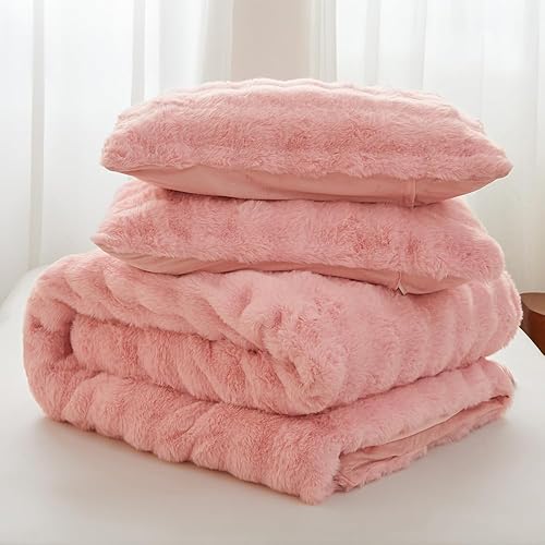 Miniatura 6 de Juego de edredón negro de piel sintética para niños y niñas, tamaño individualmatrimonial, juego de cama de 3 piezas, cálido, cómodo, suave, franela