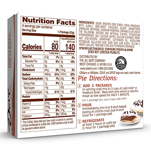 Dove Pudding Mix, 3.34 oz. Box (12 Pack), Peanut Butter Milk Chocolate – Rich Indulgent Pudding Mix and Pie Filling, 4 Servings Per Box, Kosher, Peanut-Free Dessert Mix - image 6