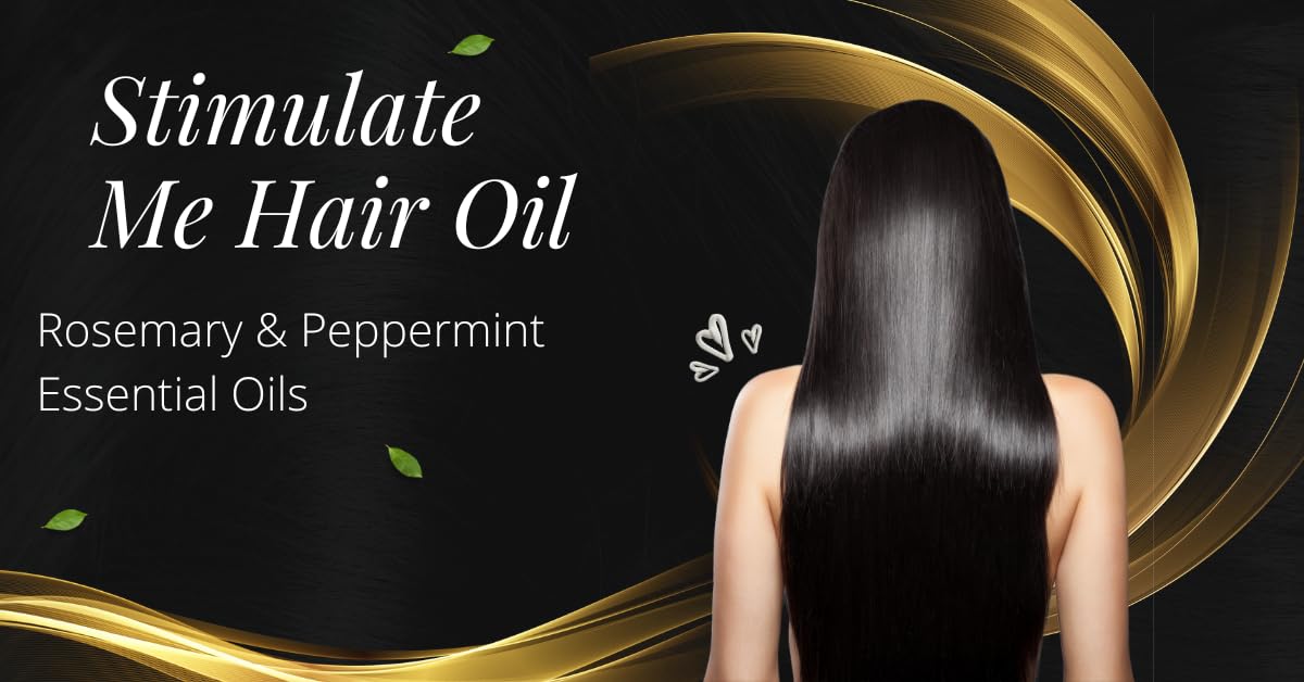 Hair Growth "Stimulate Me "Rosemary & Peppermint Essential Oils Scalp & Hair Treatment Oil with Morrocan Argon Oil, Castor Oil, Olive Oil, Jojoba Oil - For Wavy, Curly, Coily, Natural Hair, 2 fl oz