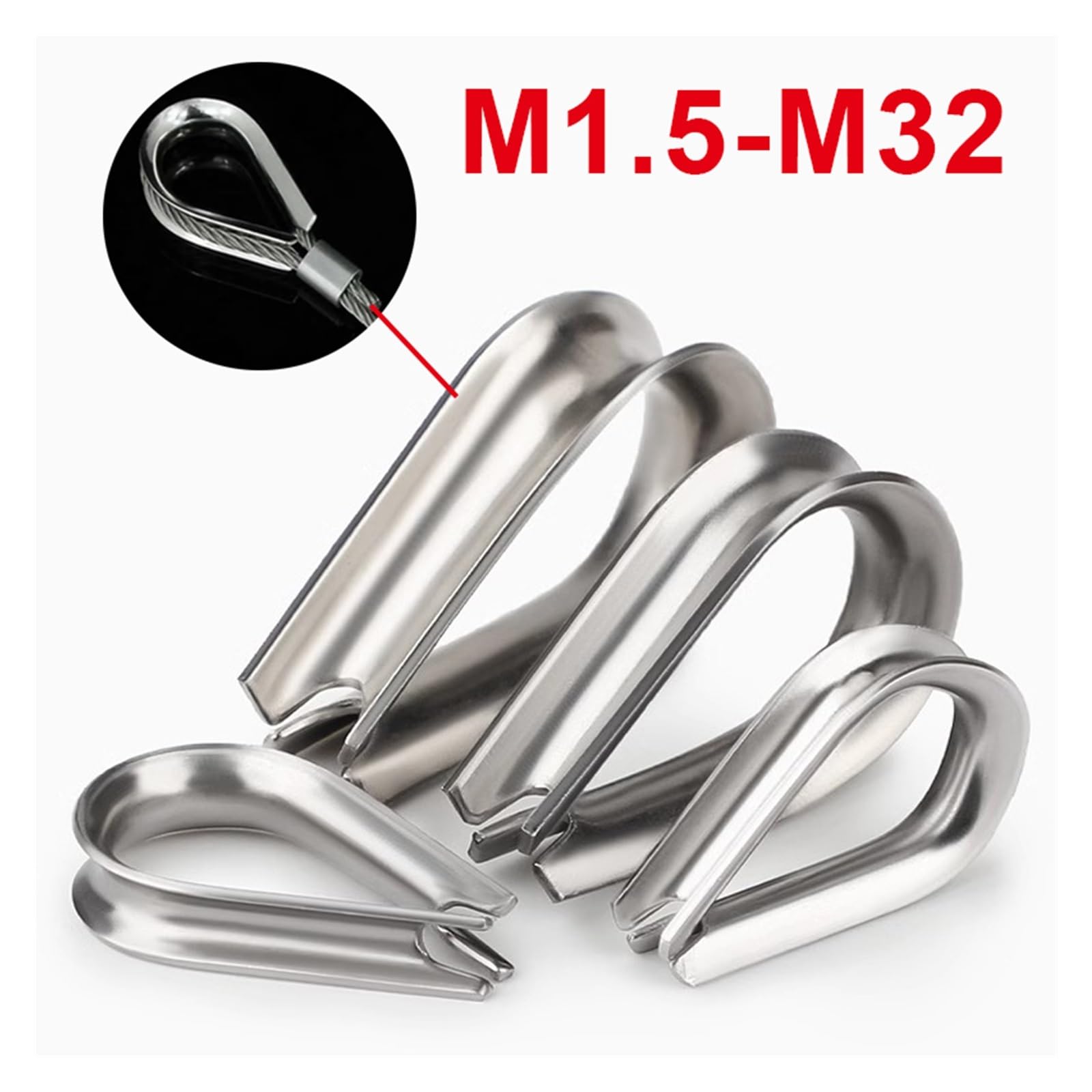 cosses pour câbles en acier，cosses pour câbles en 10 pièces M2-M32 304 en acier inoxydable coeur de poulet verrouillage câble câble manchon de protection cosses gréement accessoires de fixation(M20)