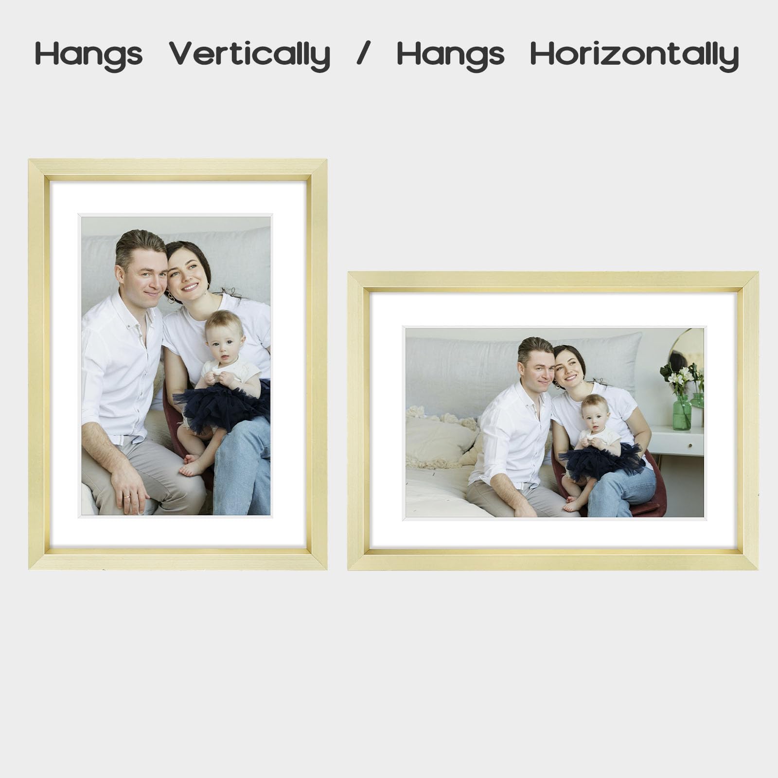 Rahmen aus Aluminium mit elfenbeinfarbenen Matten für 4 x 6 Bilder / Fotos – Tischplatte Display – Echtglas, Schwenkbare Rücken, Staffeleiständer, Hoch- und Querformat – Metallsammlung Modern 5x7 gold