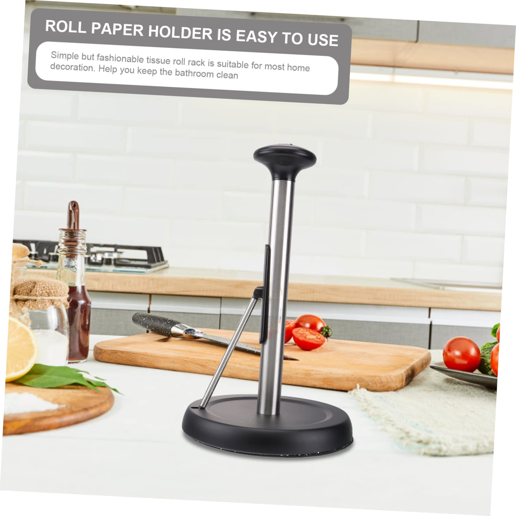 Porte-Papier Vertical en Acier Inoxydable Noir, 1 Pièce