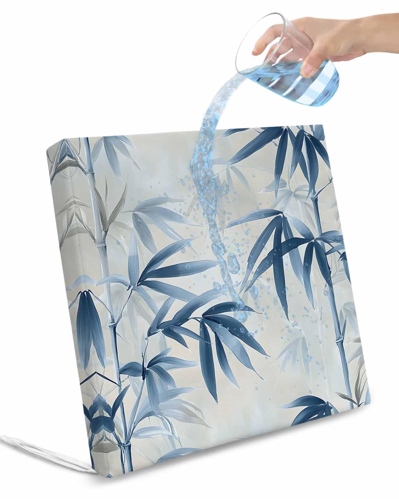 2 Pack Blue Botanical Waterproof Cushion Covers with Ties, Outdoor Patio Chaise Lounge Chair Seat Cushion Slip Covers Replacement(Only Cover) Watercolor Leaves Vintage Branch 24