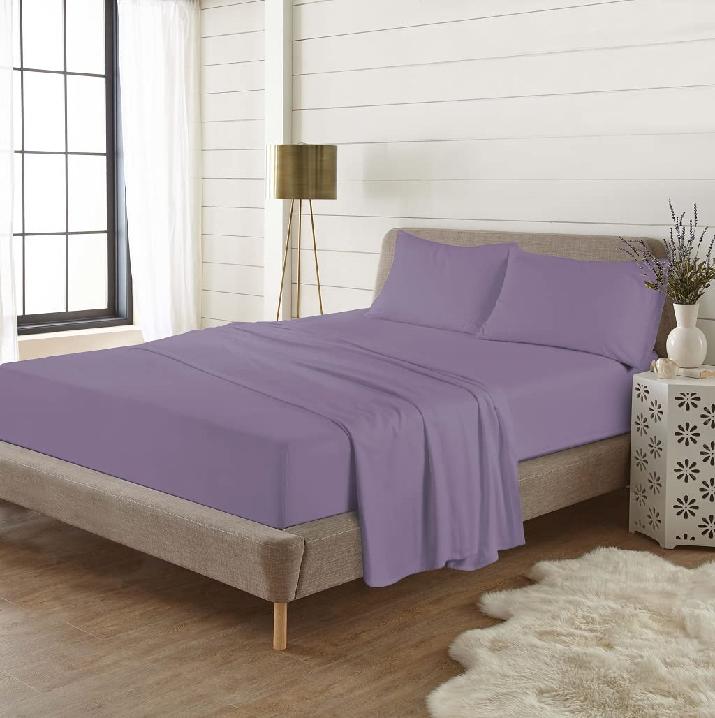 100% Brushed Cotton Extra Deep 16"/40cm Flannelette Fitted Sheets (Lilac, Super King)