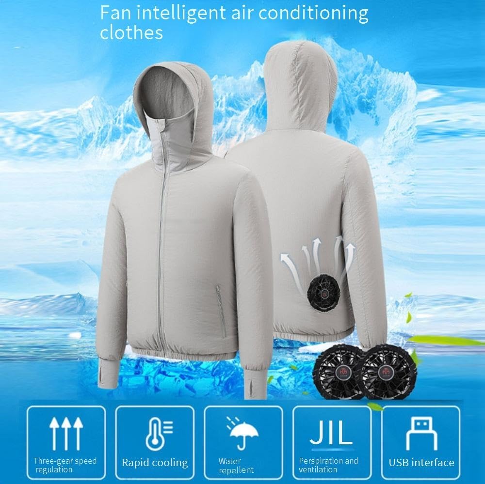 Giacca ventilata, Giacca di Raffreddamento 2 ventole 3 velocità Multicolore dalla S alla 4XL Batteria Non Inclusa(Men Blue,3XL)