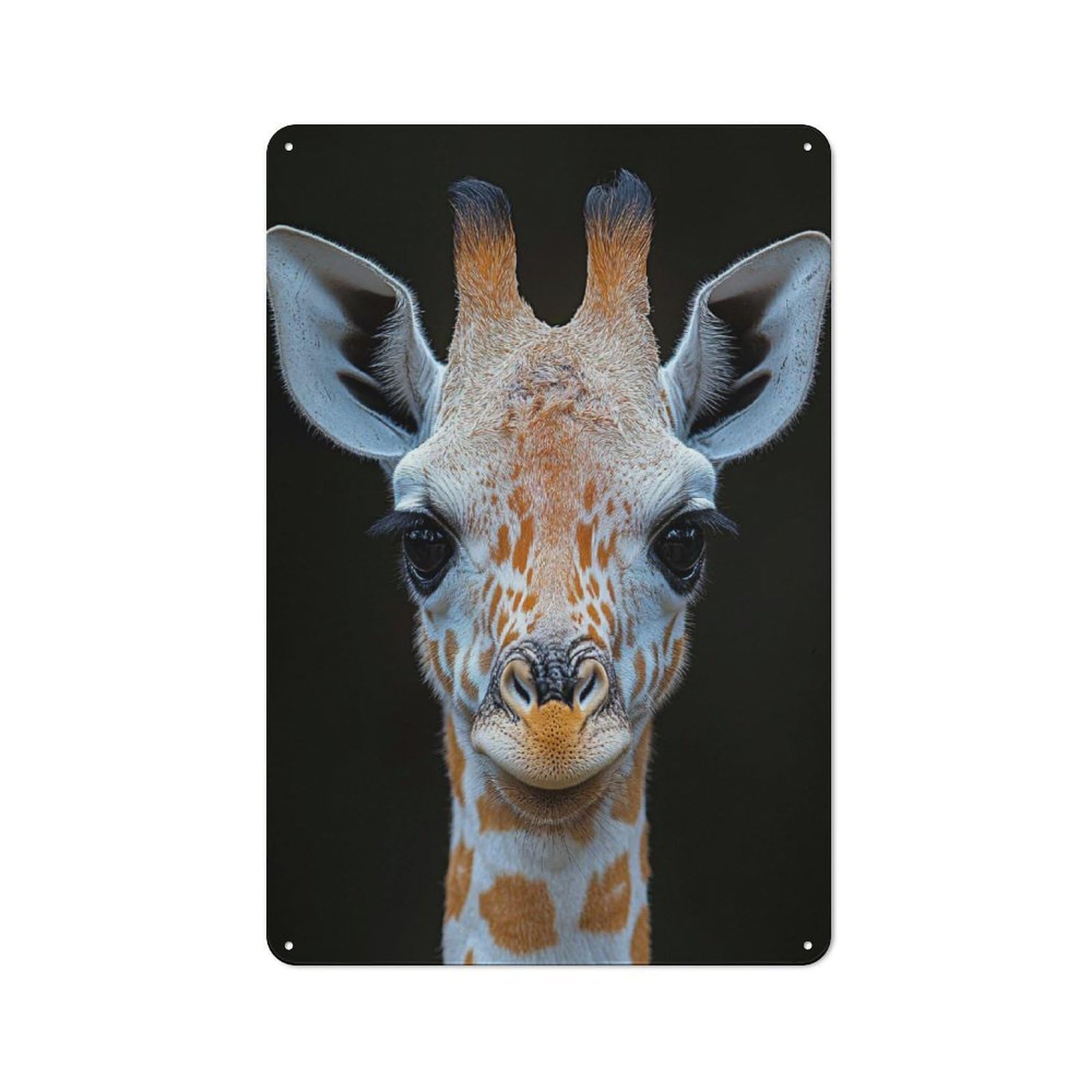 Junmoney Style-18 Close-Up Portrait Of A Young Giraffe Rustic Metal Sign 30X20cm For Garden Room Or Summerhouse, For Themed Interiors In Garden Rooms And Summerhouses