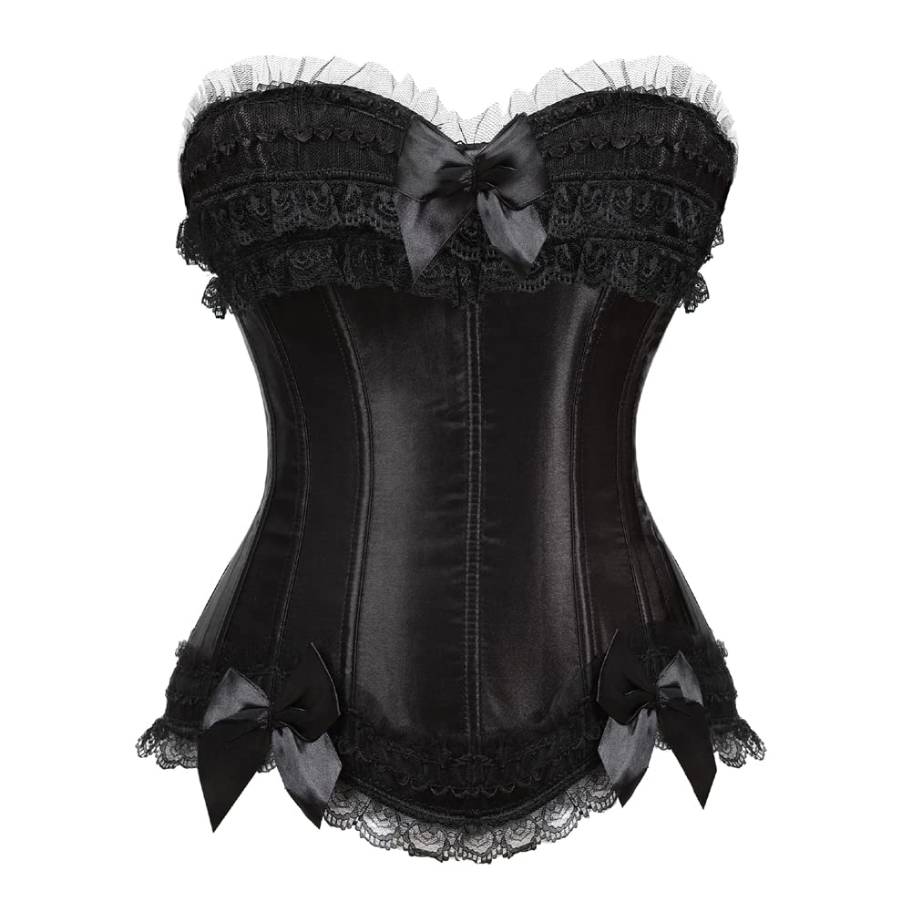 Grebrafan Reißverschluss Korsage Corsage mit Burlesque Rock | Faschingskostüme Piraten Korsett Damen