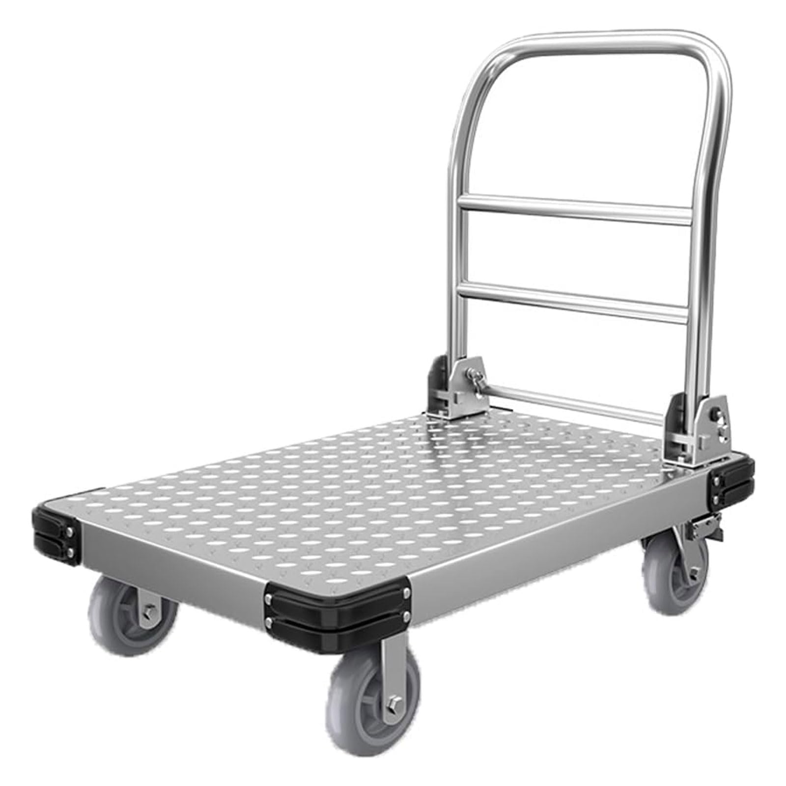 asdchZen Thicken Steel Material Dolly Cart Heavy Duty Hand Truck Flatbed Trolley Foldable Hand Truck For Groceries Shop,Silver-75 * 48Cm