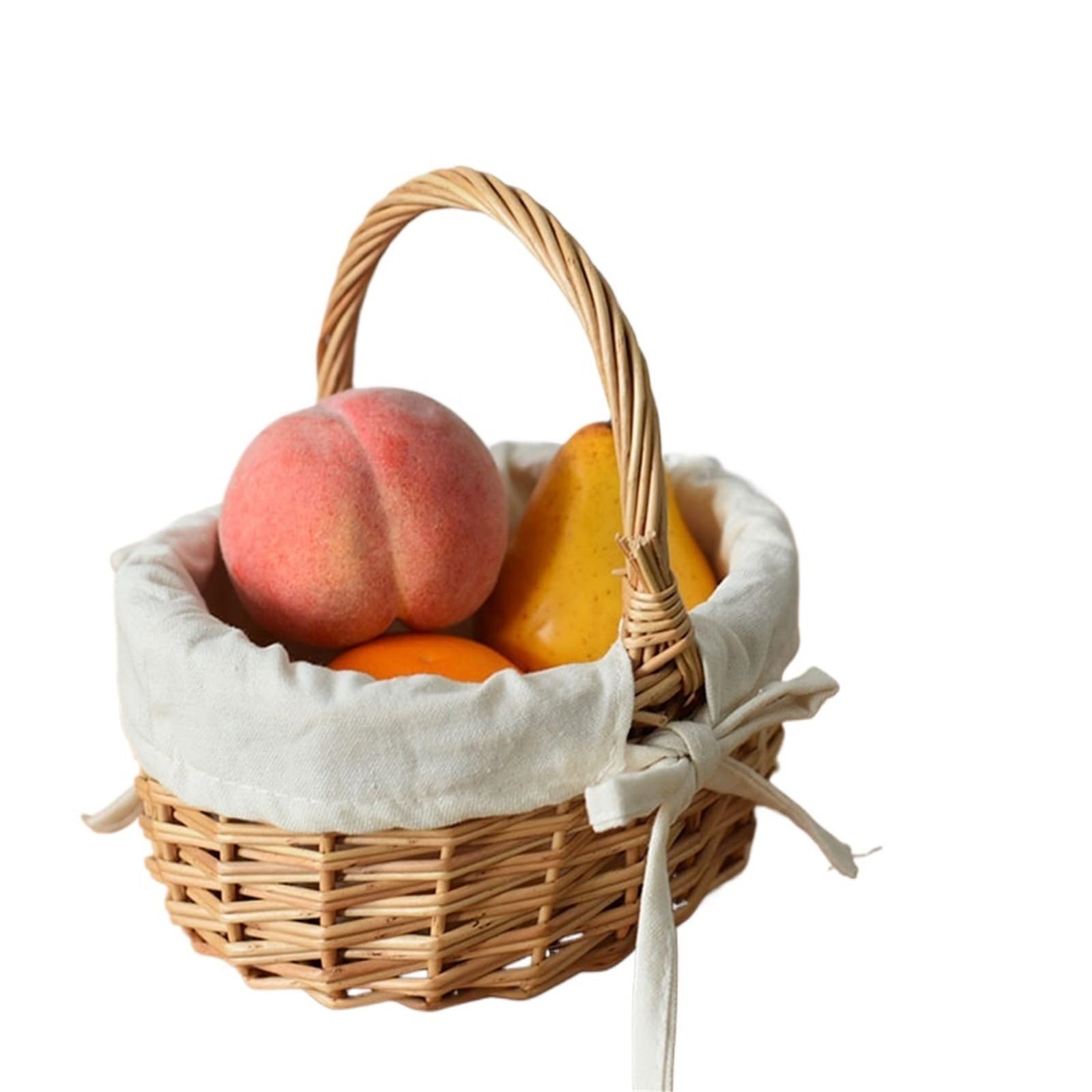 Handmade Wicker Basket With Handle Sundries Pastoral Style Picnic Storage Hand Woven Rattan Flower Home Decoration