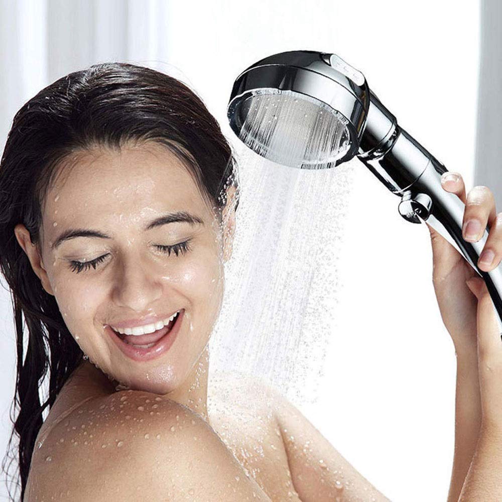 Handbrausen, Hochdruck-Handbrause mit G1/2-Schlauch und Halterung, 360°-Winkel, verstellbar, wassersparender Duschkopf, Badezimmer-Duschzubehör mit Ein/Aus