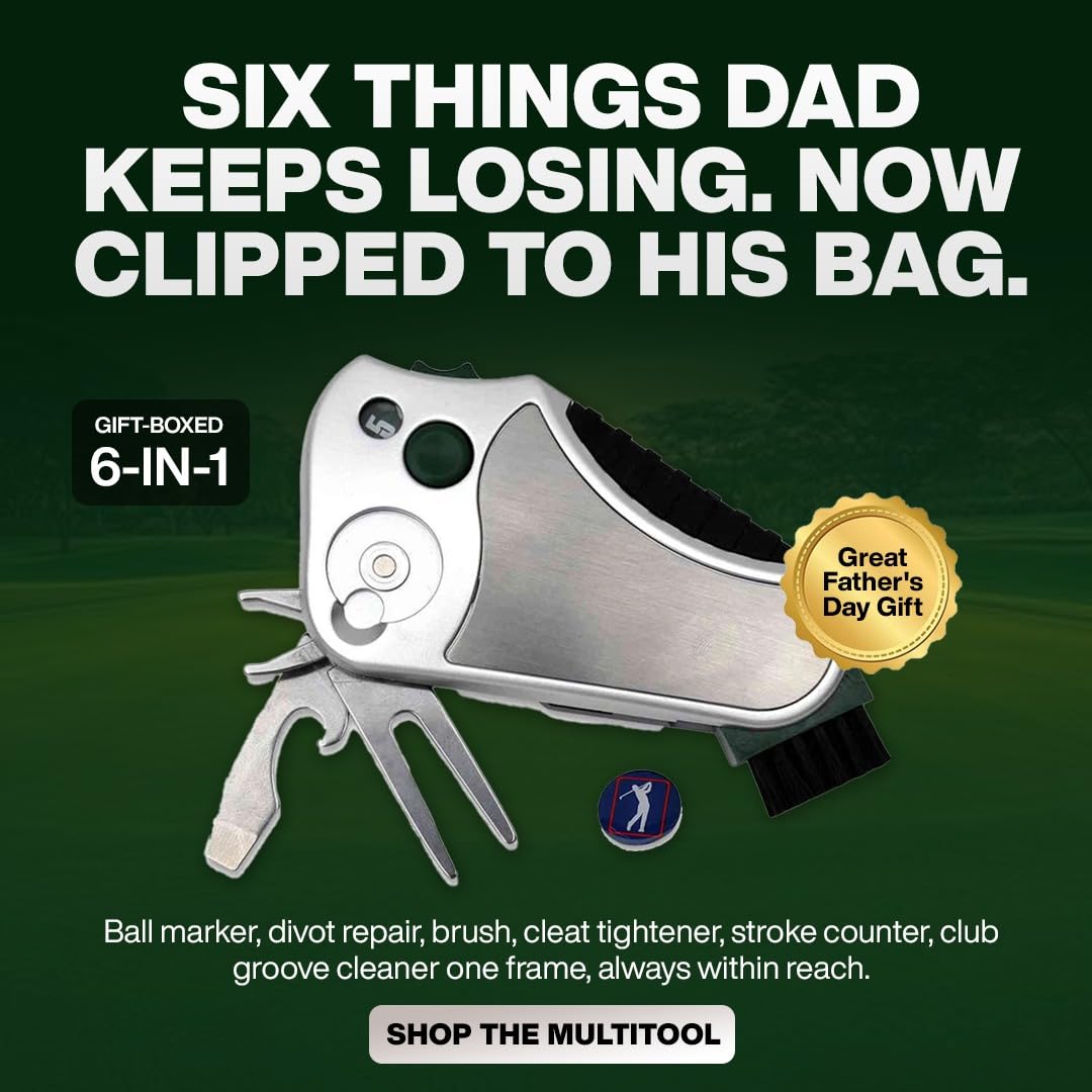 Golf Multitool All-in-One: Contatore di Ictus, Strumento di Riparazione Divot, Spazzola, Marcatore a Sfera, Pulitore Scanalature