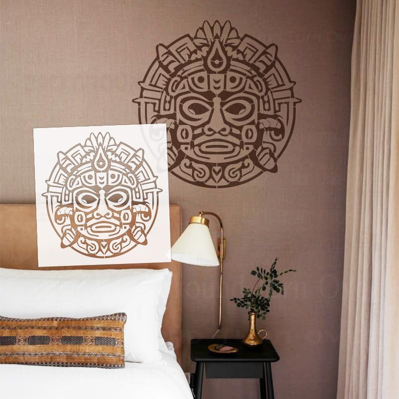 Pochoirs de 50 cm dieu de la pluie mexicain grand format XL pour peinture murale