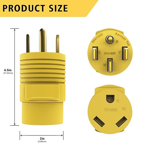 Miniatura 3 de Adaptador de enchufe RV PVC 50 Amp macho (14-50P) a 30 Amp hembra (TT-30R) NEMA 14-50P a NEMA TT-30R
