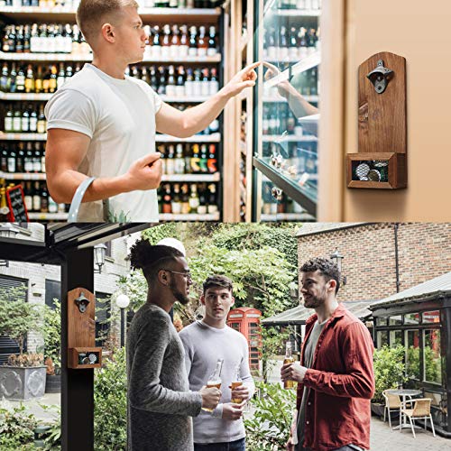 Janolia Houten Wall Mounted Flesopener met Cap Catcher, Vintage Style, een geschenk voor Vader, uw Vrienden - Afbeelding 7