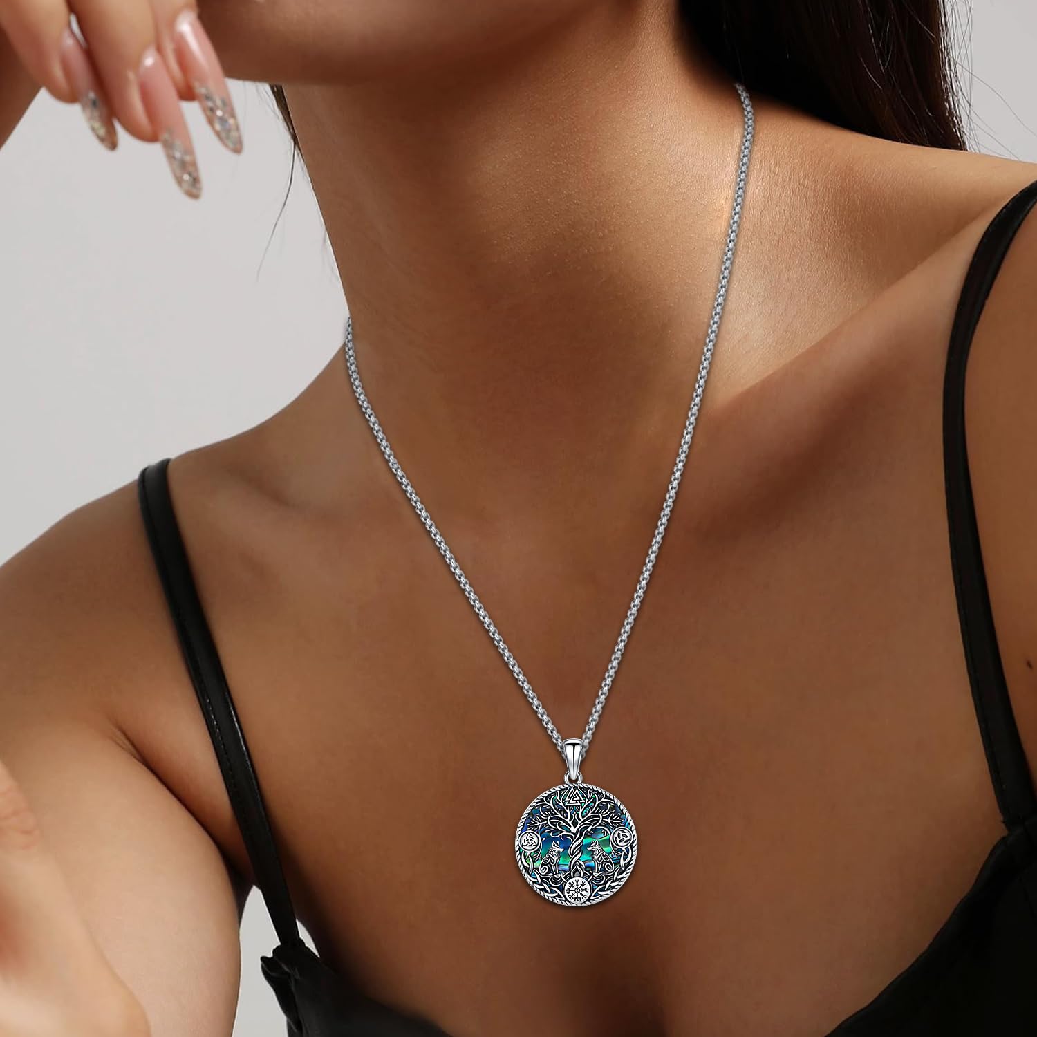 Odinstone Collana vichinga da uomo in argento sterling 925 con ciondolo amuleto della mitologia norrena, gioiello regalo per ragazzi e donne