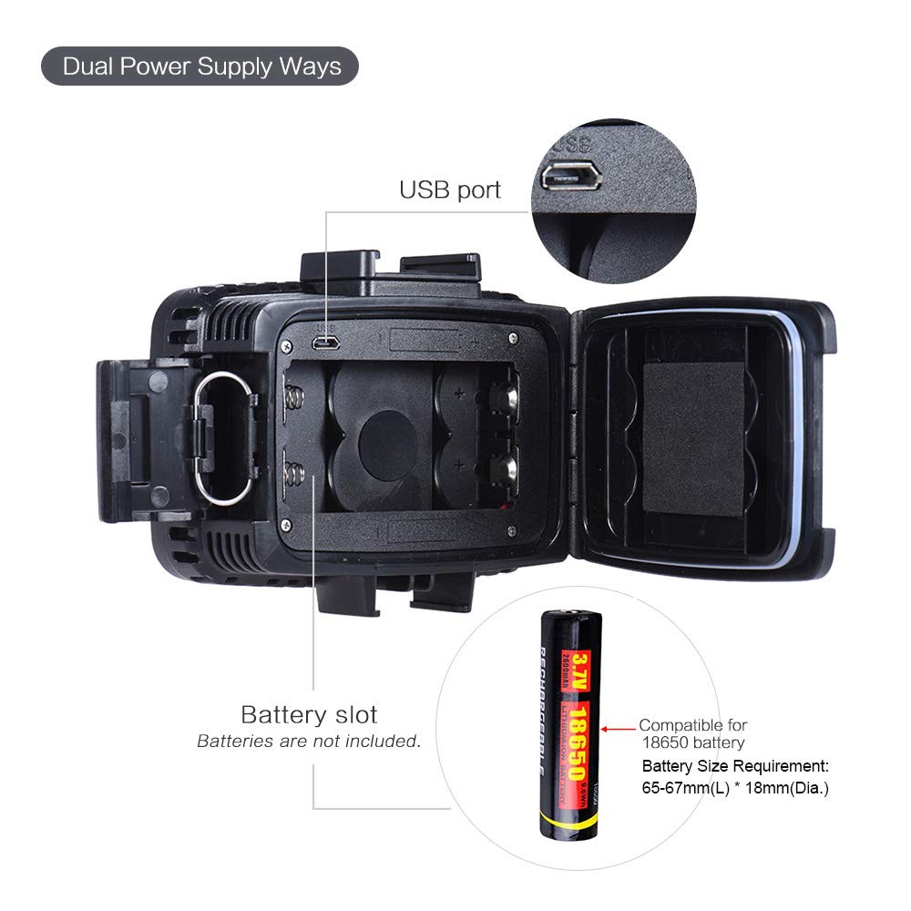 Andoer Dauerlicht Set Ultra Bright 1800LM 3 Modi Wasserdicht Unterwasse 60 LED Tauchausfüllleuchte Video Studio Fotolampe für GoPro Hero Xiaomi Yi SJCAM Action Cam für DSLR Kamera mit Hot Shoe Mount