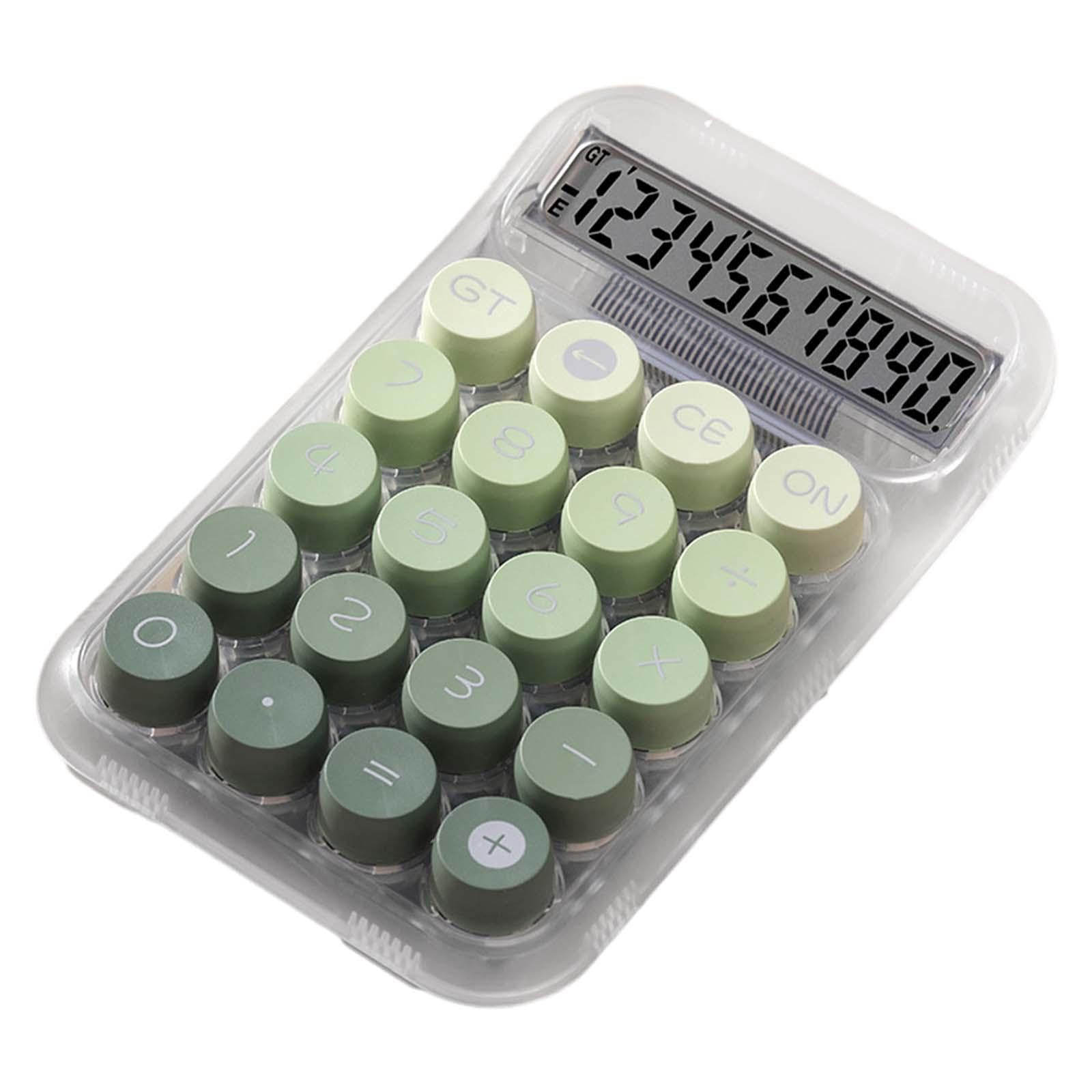 Mechanical Calculator Transparent Bottom Antiskid,10 Digit Desktop Calculator for Daily and Basic Office Home Students School, Green