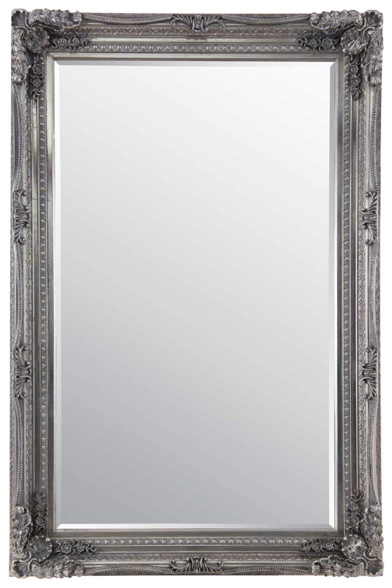 Mirroroutlet Silver Carved Louis Antique Style Large Leaner Mirror 124 X 185