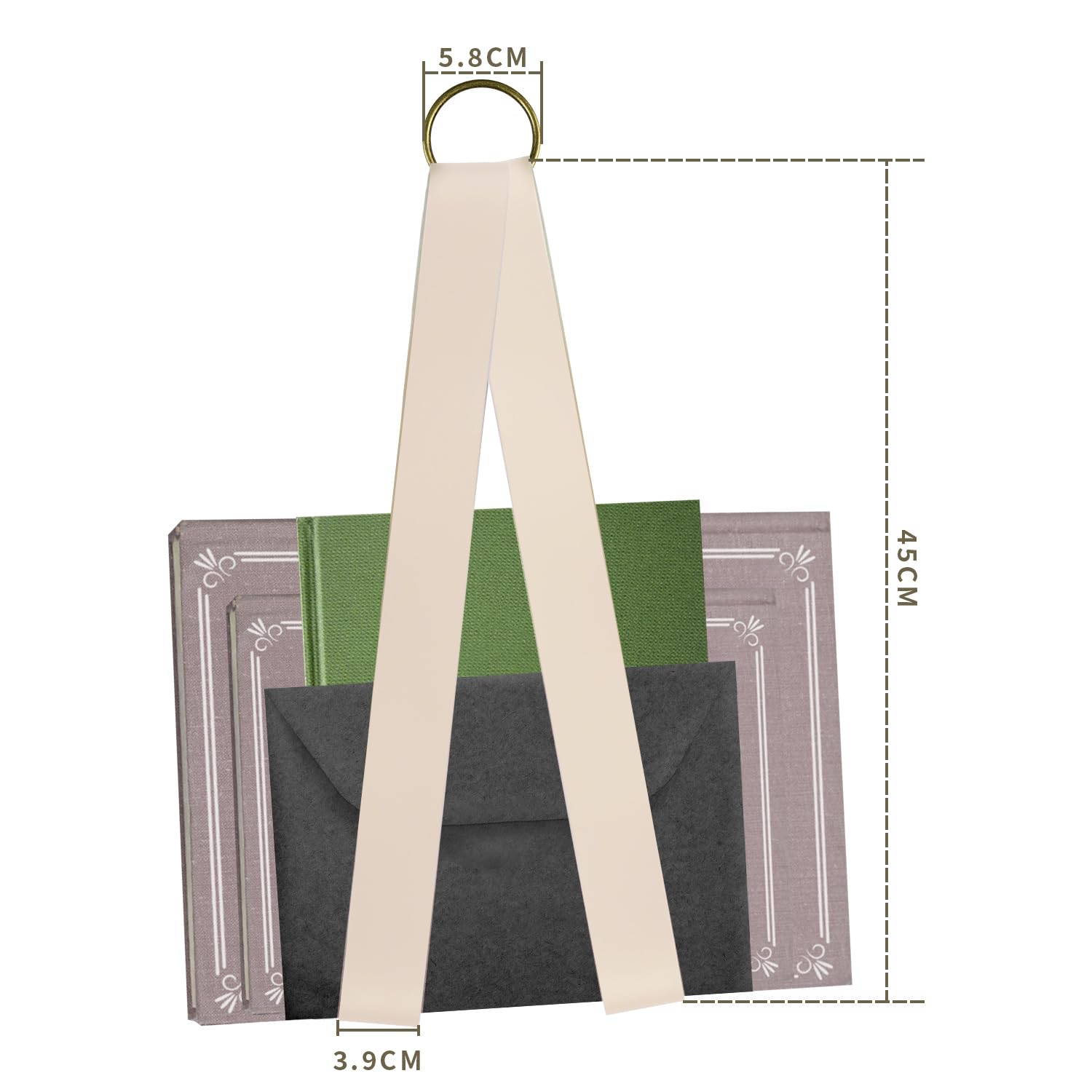 Revistero Archivador de Piel, Estante Colgante para Libros, Beige