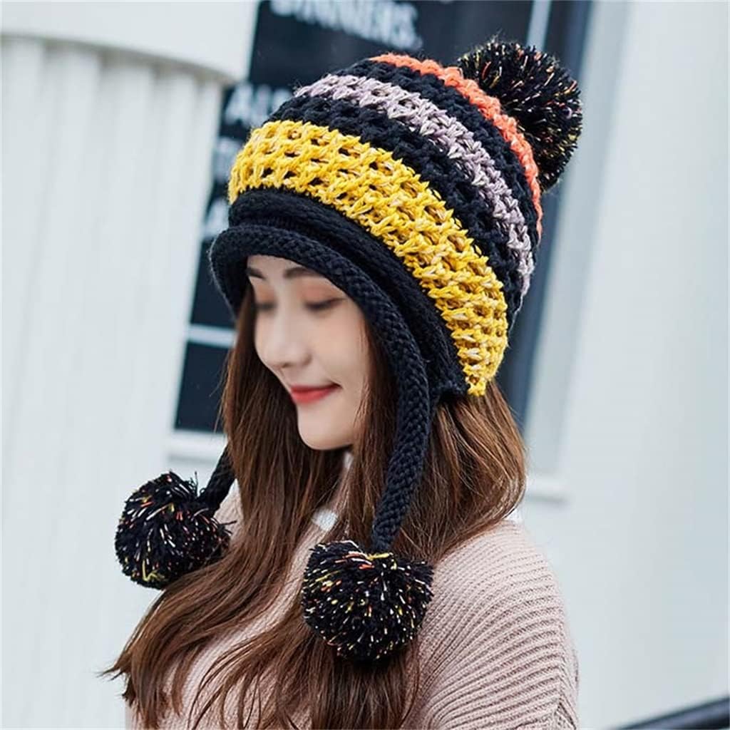 Autumn and Winter Wool Hat Warm Ear Protection Women's Knitted Versatile Color Matching Velvet