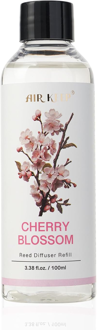 Airkeep Reed Diffuser Oil Refill/Cherry Blossom/3.38oz(100ml/1 Pack/Scented Oil Refill for Reed Diffuser Home Fragrance for Bedroom, Bathroom Office Home Decor