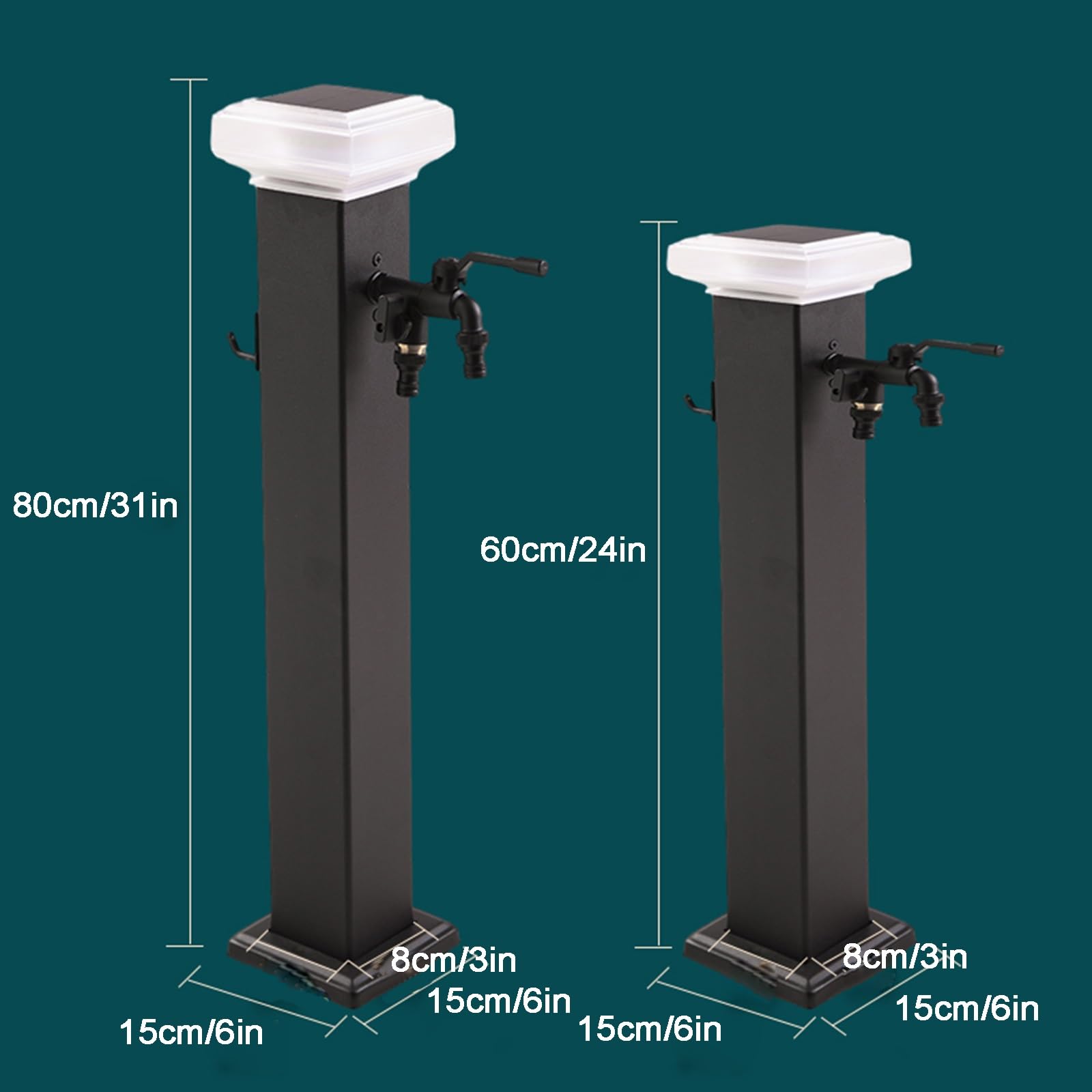 Fontana solare per esterni, colonna d'acqua verticale da 61 cm, resistente al gelo, in acciaio inox 304, con gancio, perfetta decorazione da giardino e funzione relax
