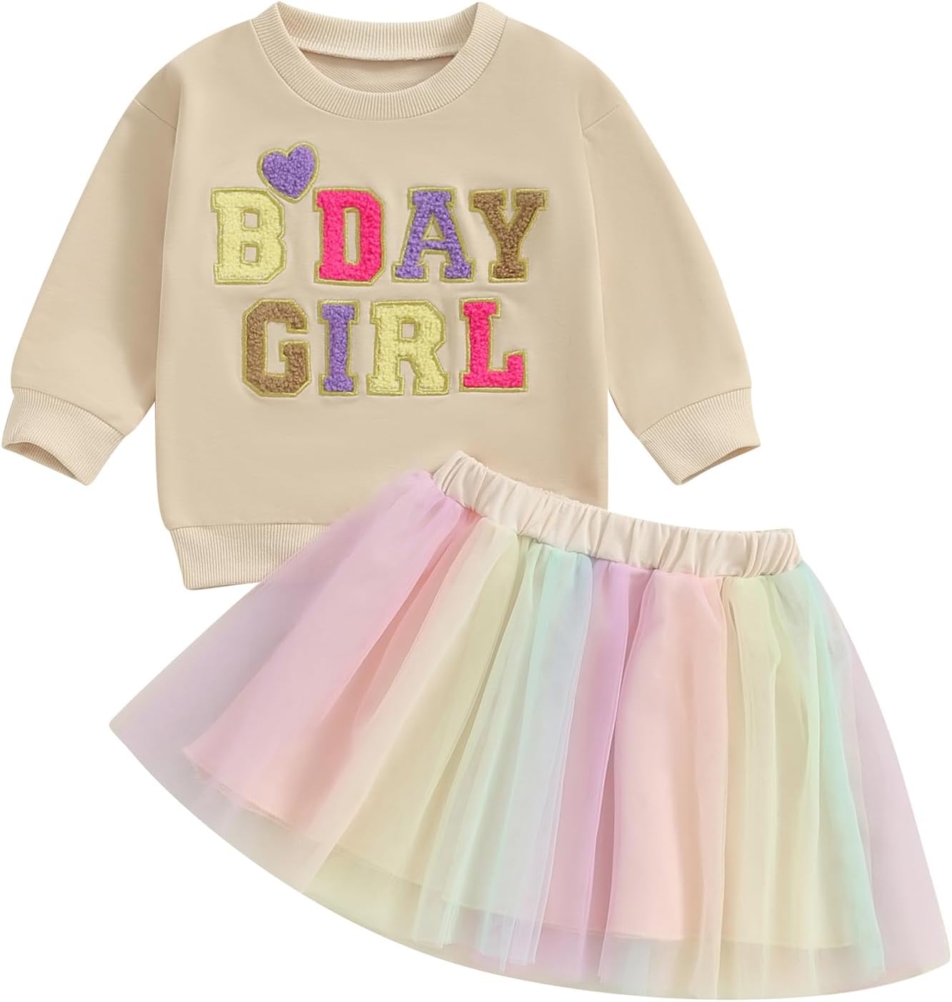 Kayotuas Toddler Baby Girl Birthday Outfit Birthday Girl Shirt and Tutu Skirt Set Cake Smash Outfits 2 Piece Fall Dresses