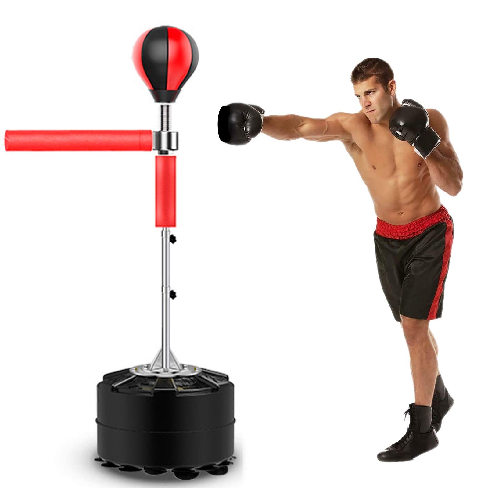 Punching ball 1,62-1,98 m palla da boxe in piedi regolabile in altezza set di sacco da boxe da appoggio set da boxe Sacco da boxe adatto in piedi Boxing Ball Speed ​​Punch per adulti
