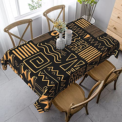 Indoor Outdoor Rectangle Print Tablecloth,African Ethnic Pattern Tribal Art Background Africa Style,Dust-Proof Wrinkle Resistant Washable Table For Christmas Camping Banquet Dining Tablecloths 60"X90" #TOP5