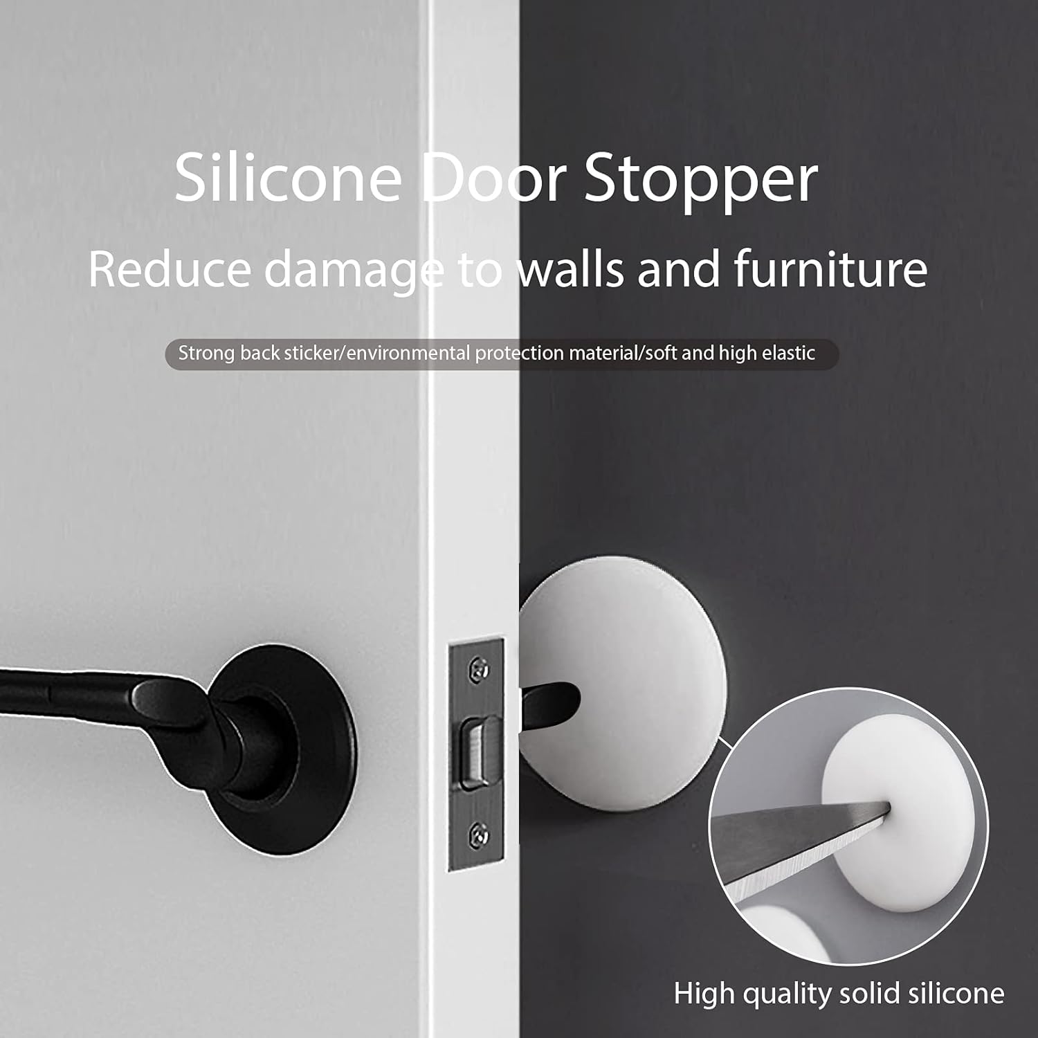 CLOATFET Door Stopper Wall Protector, 3.15" Larger White Silicone Door Stop with Strong Adhesive, Quiet/Shock Absorbent Door Knob Wall Protector Door Bumper to Protect Wall Surfaces(4 Pack 8cm) : Office Products