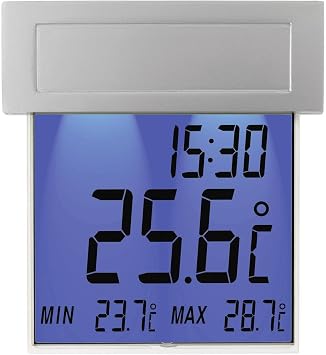 TFA Dostmann Vision Solar Dijital Pencere Termometresi, 30.1035, D  S cakl kl  B y k Ekran, U 122 x G 28 x Y 131 mm