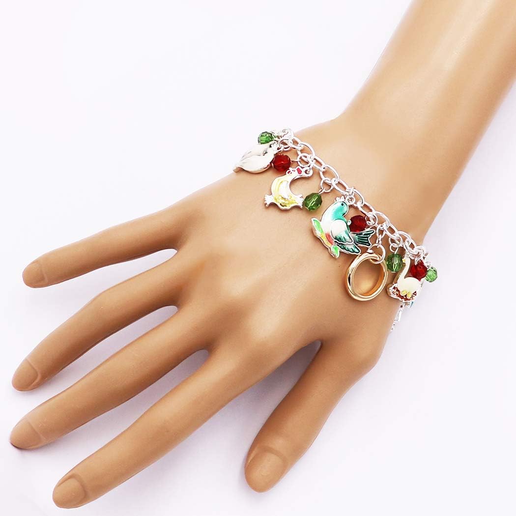 Rosemarie & Jubalee Women's Stylish Christmas Themes With Enamel Holiday Charms On Silver Tone Toggle Clasp Link Bracelet, 7"-8.5" image 4