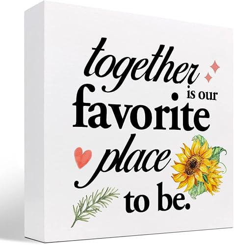 Miniatura 1 de z-crange Letrero de madera con texto en inglés Together Is Our Favorite Place to Be, letreros con cita de amor, citas familiares, decoración