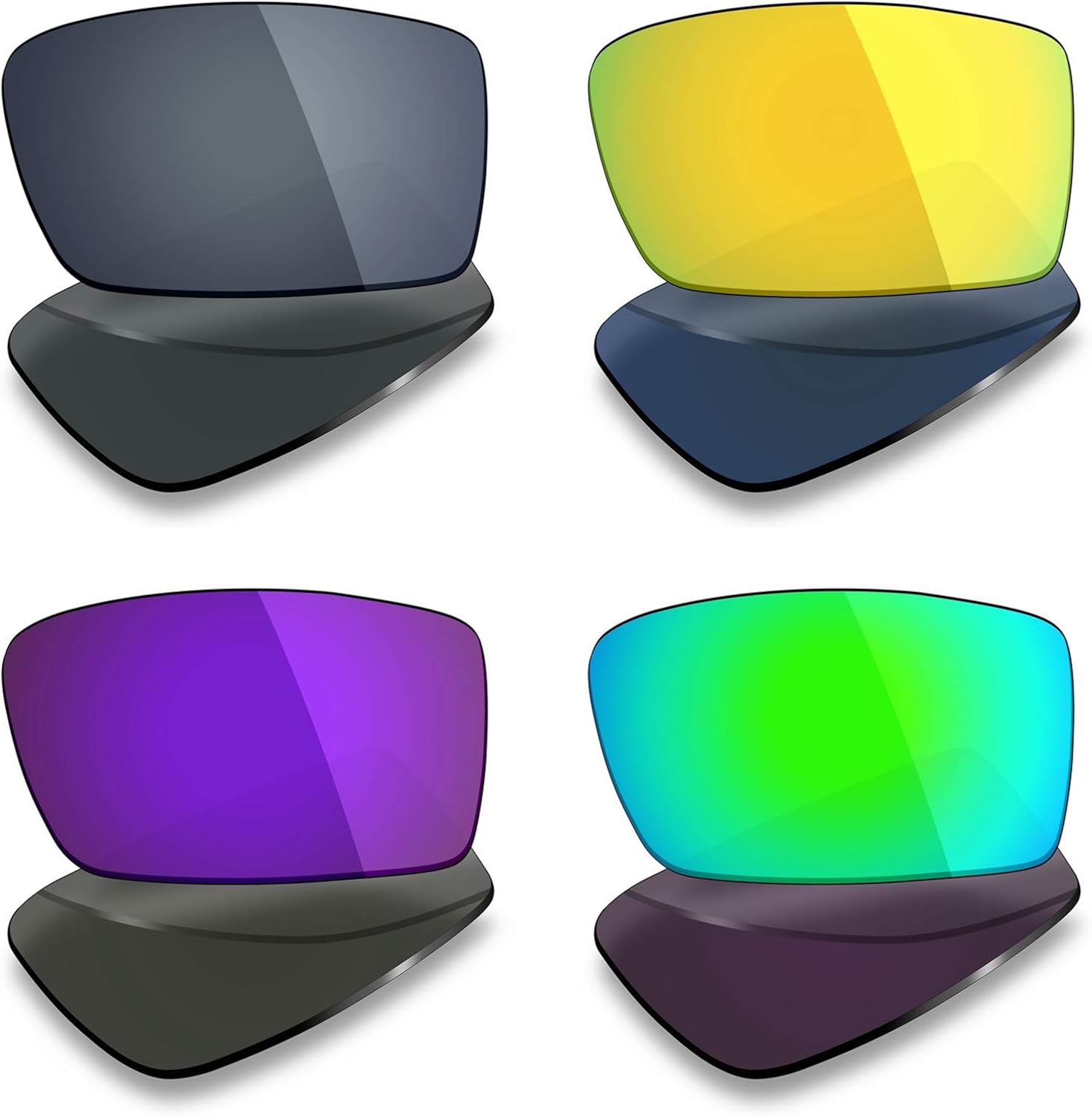 Mryok 4 Pair Polarized Replacement Lenses for Oakley Oil Drum Sunglass - Black IR/24K Gold/Plasma Purple/Emerald Green