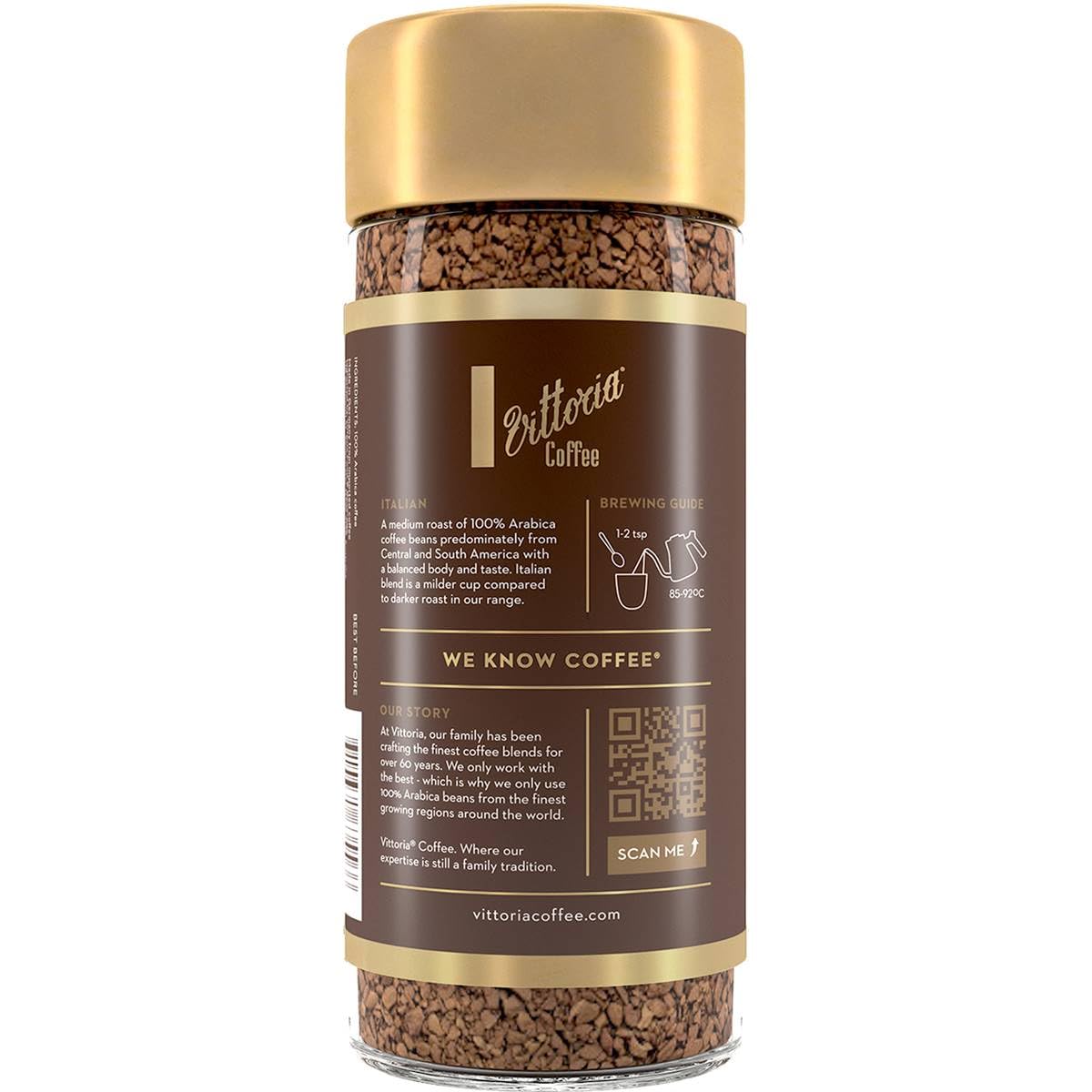 Vittoria Freeze Dried Instant Coffee 100g (Italian)